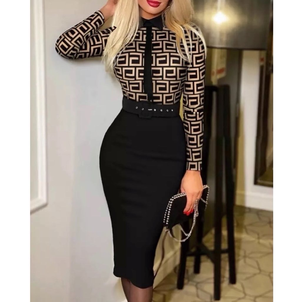 High Waisted Office Bodycon Pencil Dress ZFS Boutique