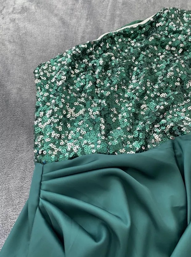 A-line Beaded Off-the-shoulder Dress With Slit Emerald main image 1