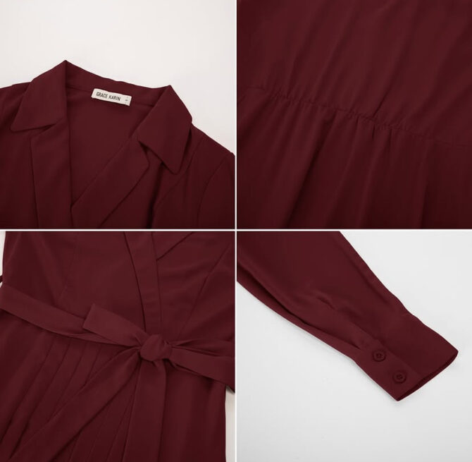 Elegant Pleated V-Neck High Waisted Flare Dress