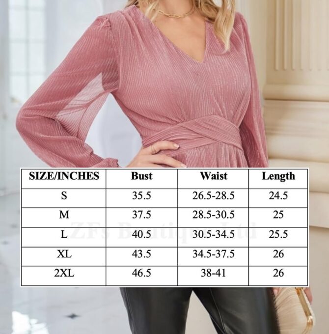 V-Neck Lantern Sleeved Peplum Tops