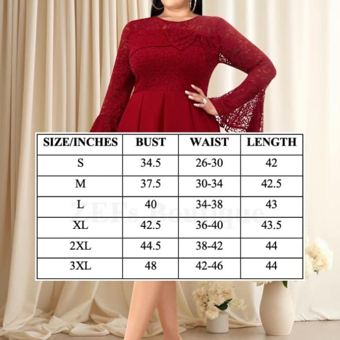 A-Line Elegant Wine Vintage Laced Flare Sleeved Church Dress