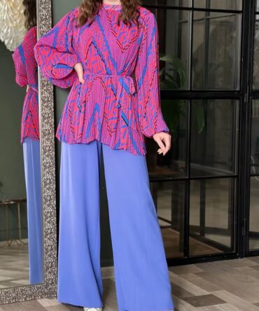 Abstract Two Piece Top and Pants Set