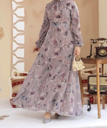 Elegant Floral Chiffon Dress (Fully Lined)