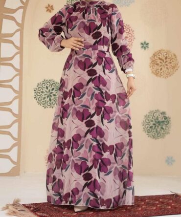 Elegant Floral Chiffon Dress (Fully Lined)