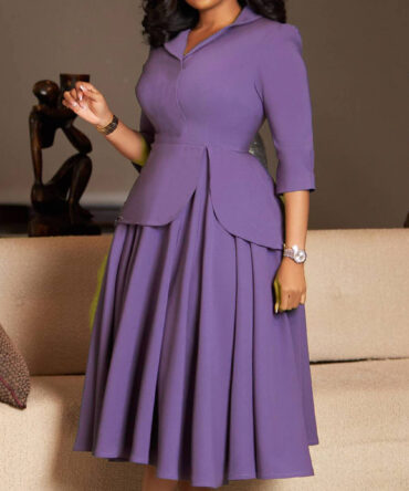 3/4 Sleeved A-Line Office Dress